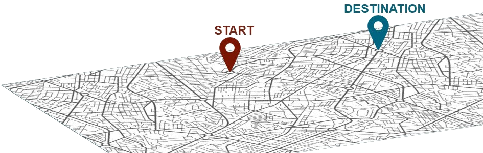 Map Showing Starting Point and Destination